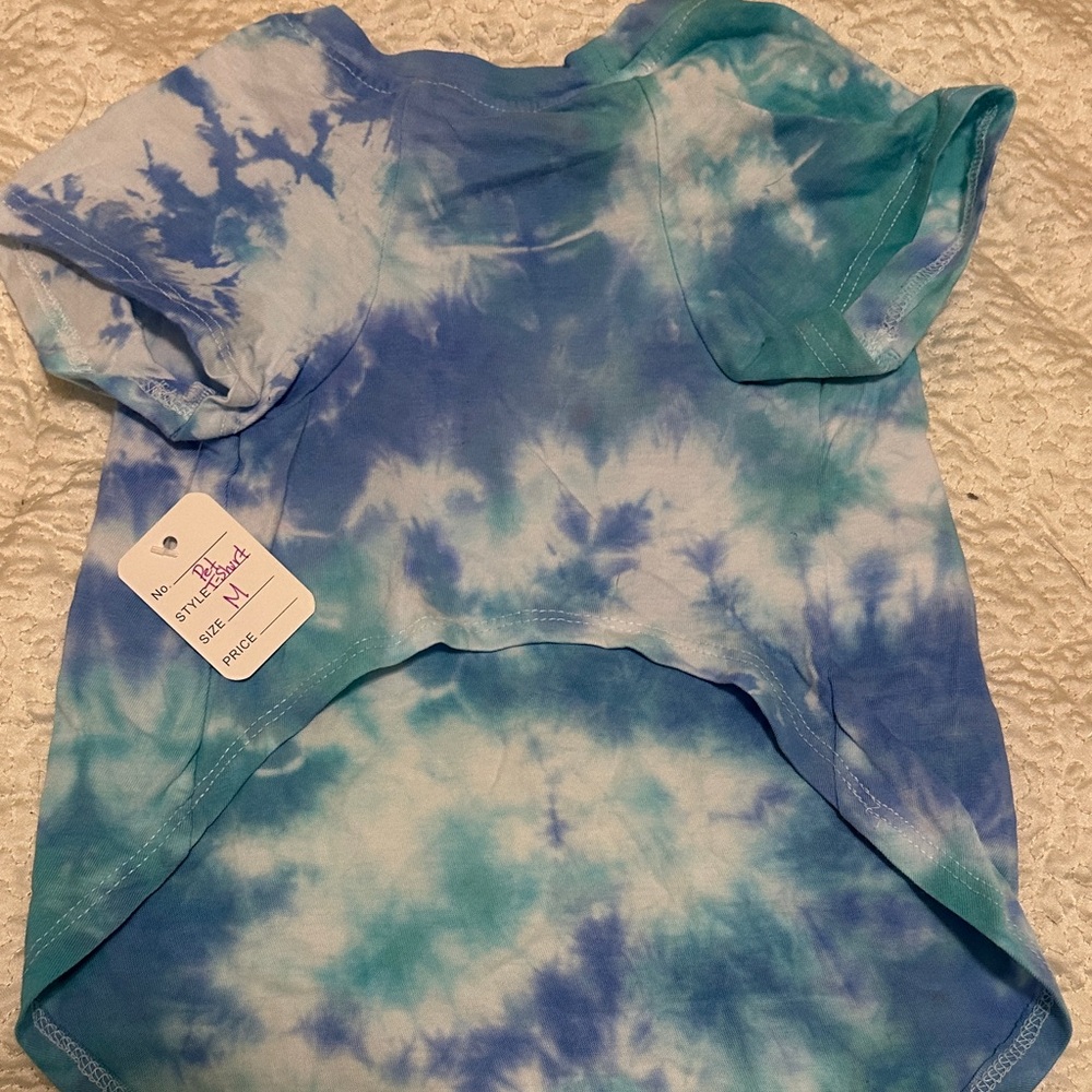 New Blue Tie-Dye Pet T-Shirt with Paw Prints Dog, Cat, Monkey size Medium - Picture 5 of 7